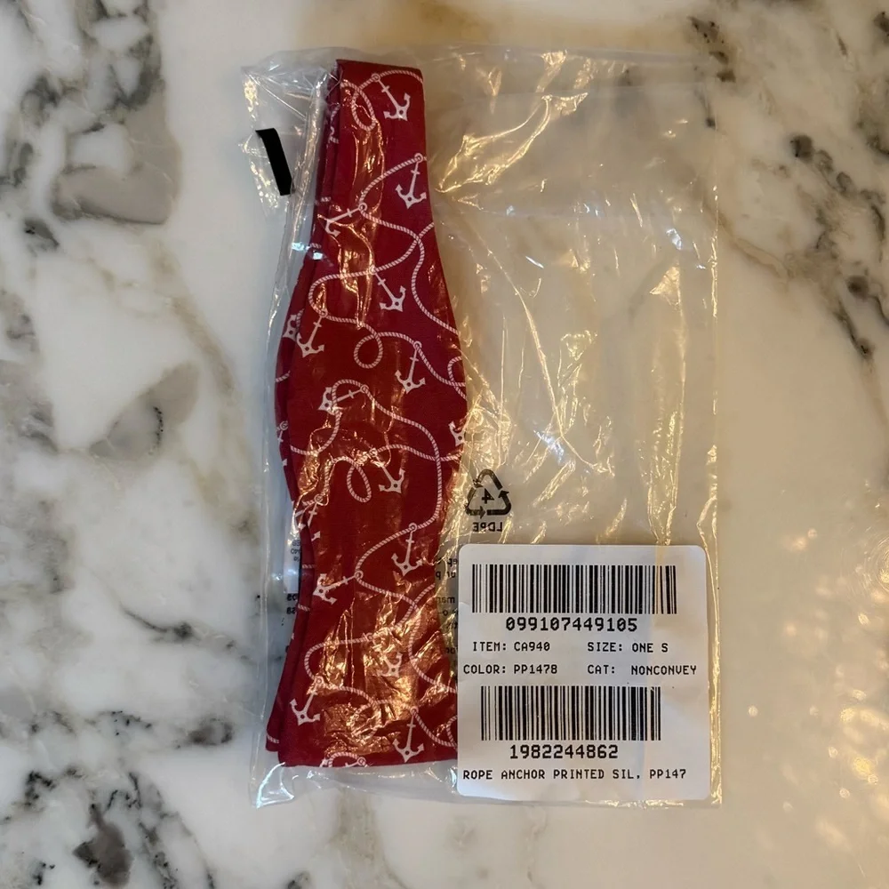 NWT J. Crew Red Silk Men’s Bow Tie in Anchor Print
